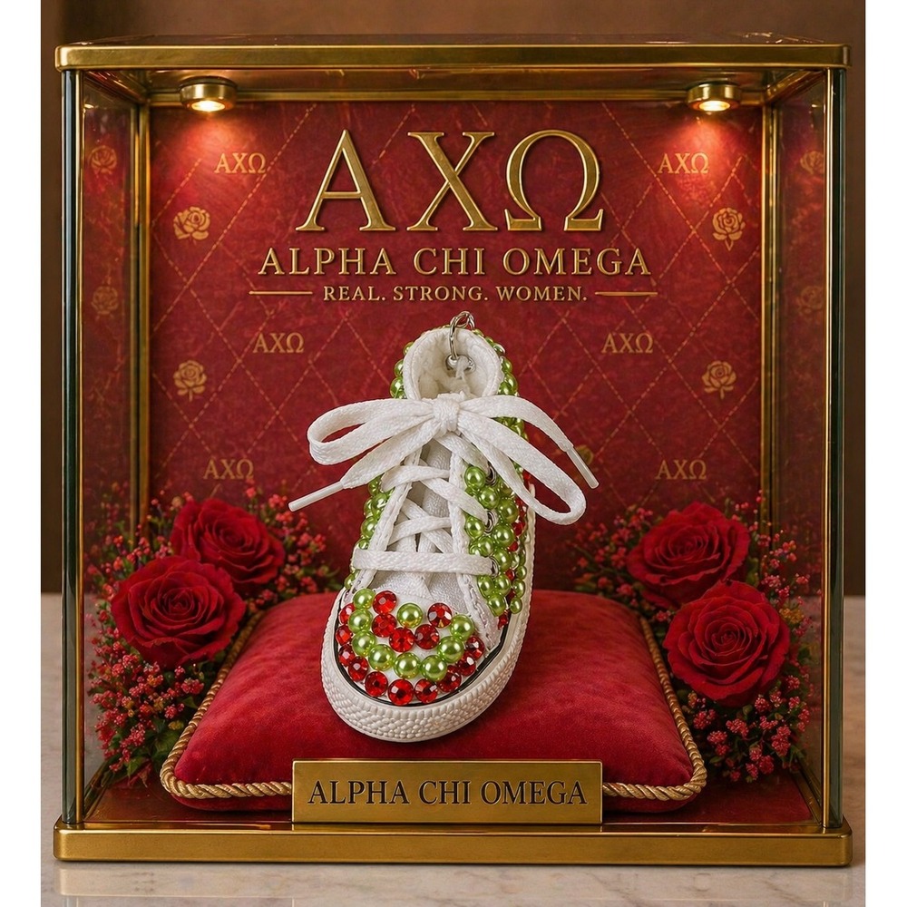 Alpha Chi Omega Keychain Pearl & Rhinestone Custom‎ Made Shoe - Picture 4 of 4